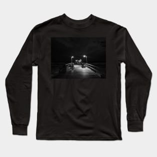 Evening on the Pier (Black and White) Long Sleeve T-Shirt